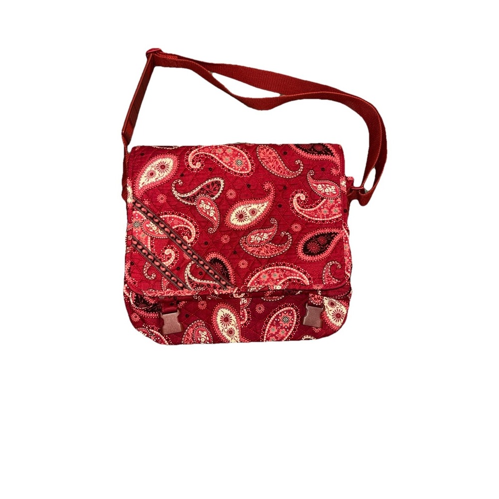 Vera Bradley Messenger Crossbody Red Paisley Laptop Bag in "Mesa Red" Pattern